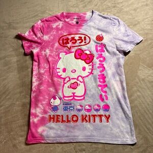 Hello Kitty Kawaii Y2K Tie Dye Graphic Tee Summer Womens Medium Pink Purple